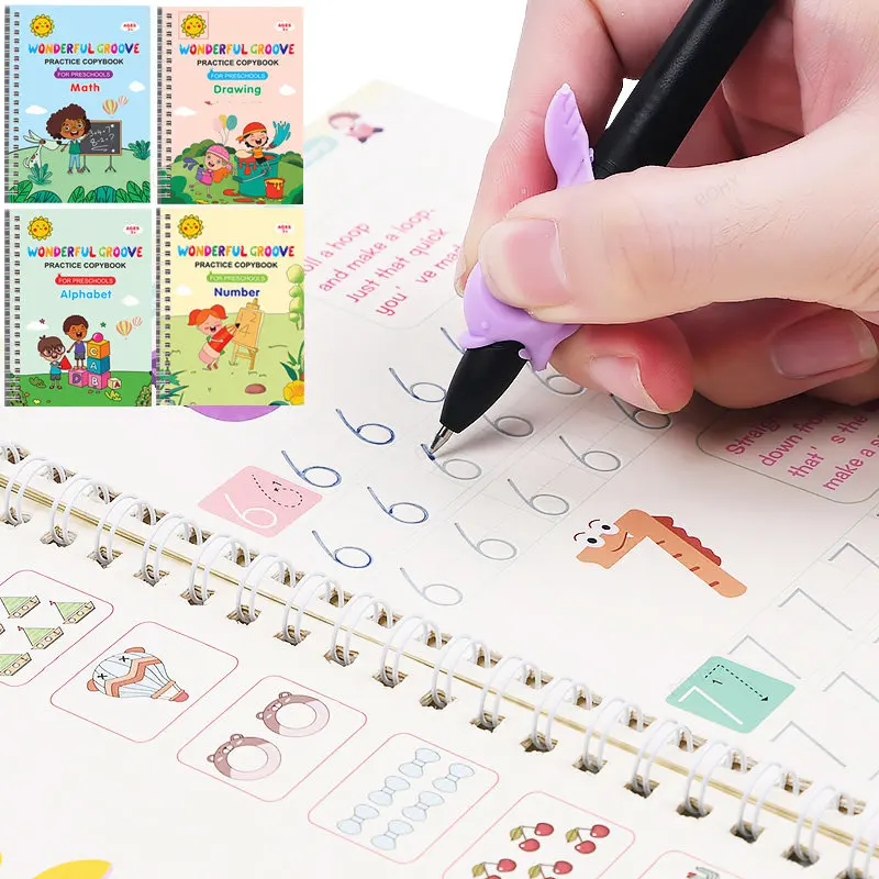 Free Shipping SANK Copybooks Pen Magic Copy Book Free Wiping Children's Kids Writing Sticker Practice Copybook for Calligraphy