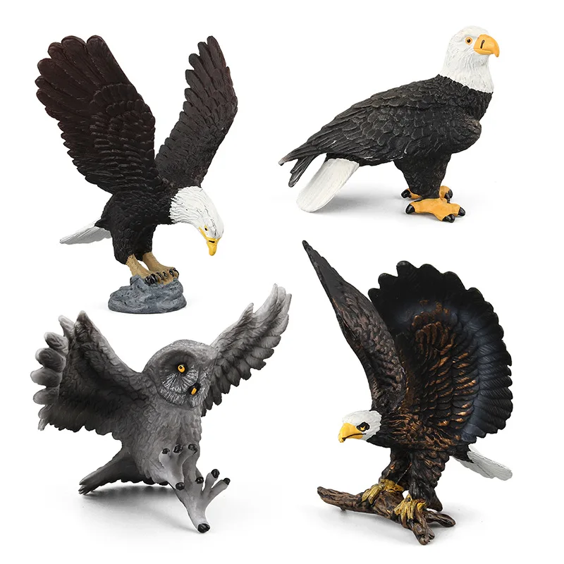 

Wild Animal Simulation Birds Model Action Figures Play Raptor Bald Eagle Owl Animal Model Toys for Children Kids Gift