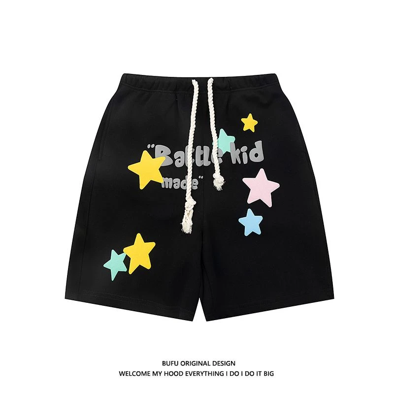 Y2k AliExpress lowest price drawstring beach style multi-color star print cropped pants summer loose sport shorts wholesale