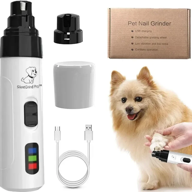 Pet Nail Grinder USB Rechargeable Dog Electric Nail Clipper Cat Claw Beauty Grinder Silent Pet Clipper Beauty Trimming Tool