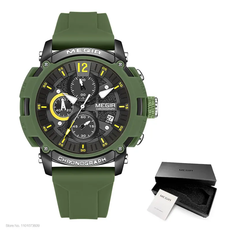 Sporty Luminous Chronograph Wristwatch with Waterproof Silicone Strap - Orange