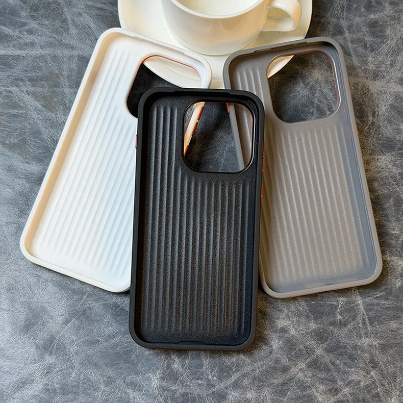 Business Minimalist Ripple Magnetic Lychee Leather Case with Wireless Charging and Anti-Drop Protection