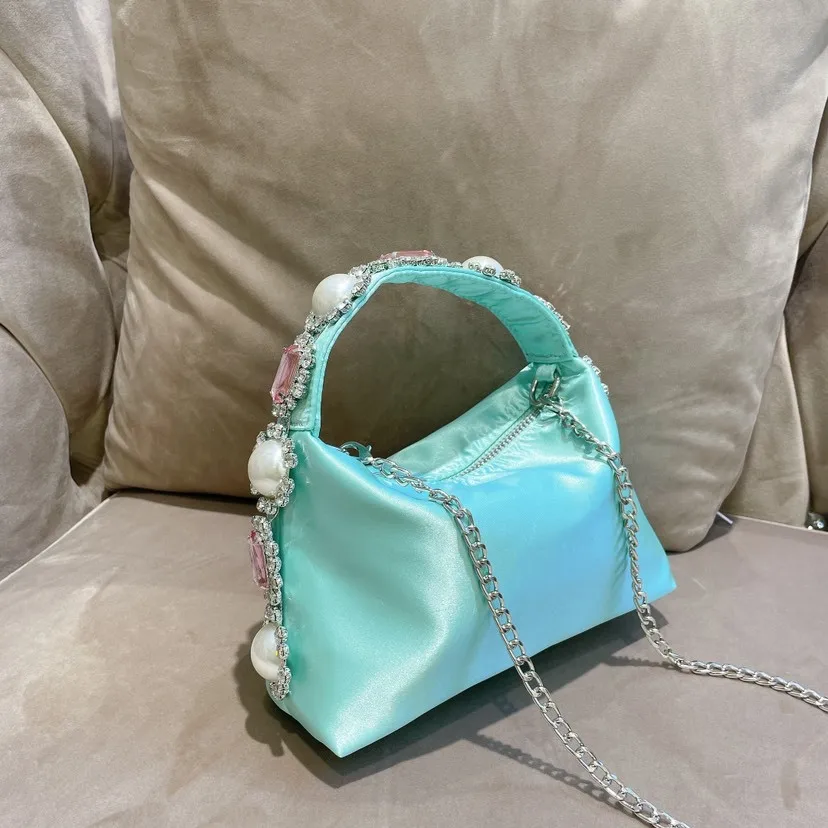 Borsa da donna con strass di lusso perle pochette da sera con