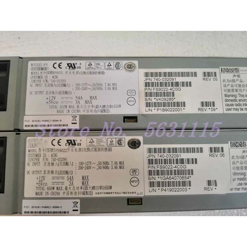 For Desktop Power Supply for Juniper QFXC01 PWRACI 650A 740 032091 3500 650W 100 Test Before