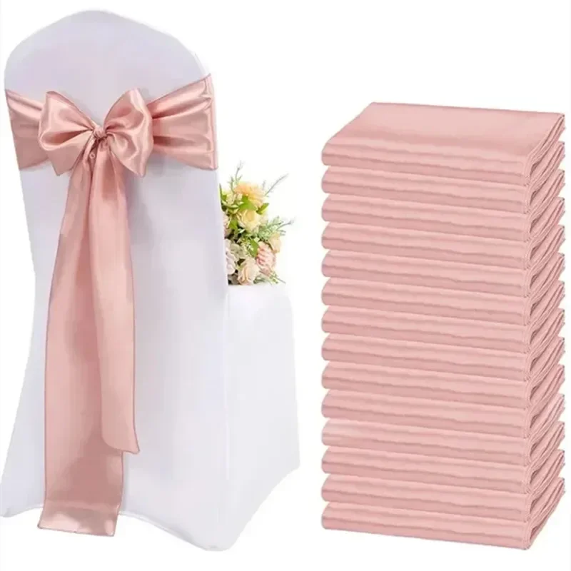 Satin Chair Sashes 20pcs/set 17*275cm Silk Chair Ribbon Bows Cover Decoration For Wedding Banquet Party Event Hotel satin chair sashes