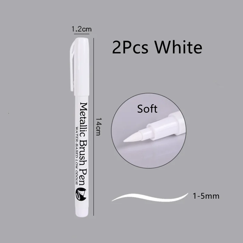 Metallic Brush Marker Set – Gold, Silver & White Permanent Art Pens