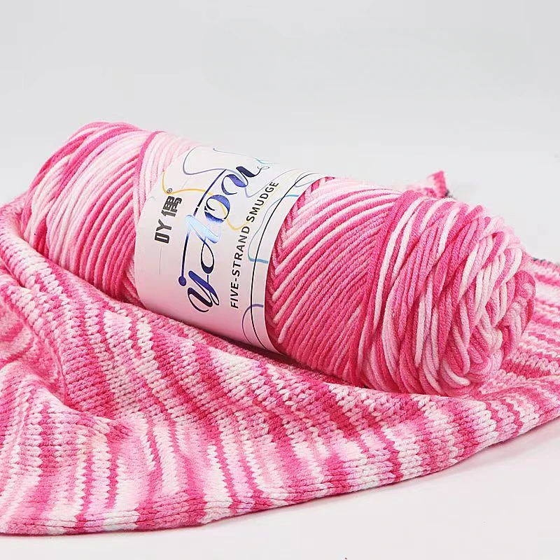 100g/ball Gradient Colored Cotton Yarn Soft Knitted Warm Scarf Sweater DIY Material Crochet Yarn 5-strand Medium Thick Yarn 3