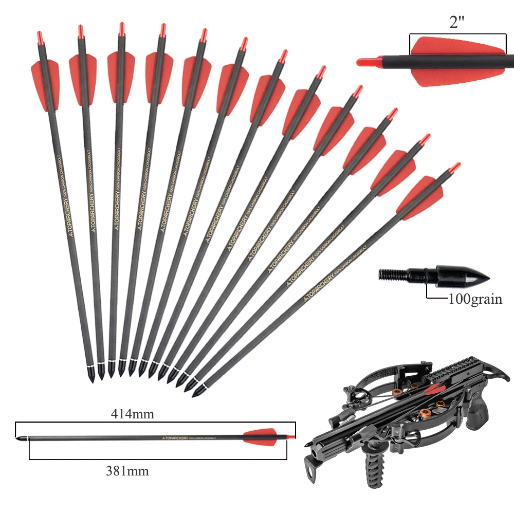 Frecce In Carbonio 7.5'' Per Arco – 6/12 Pezzi Con Impennaggi Plastici Arancioni/Verdi Per Cobra System R9