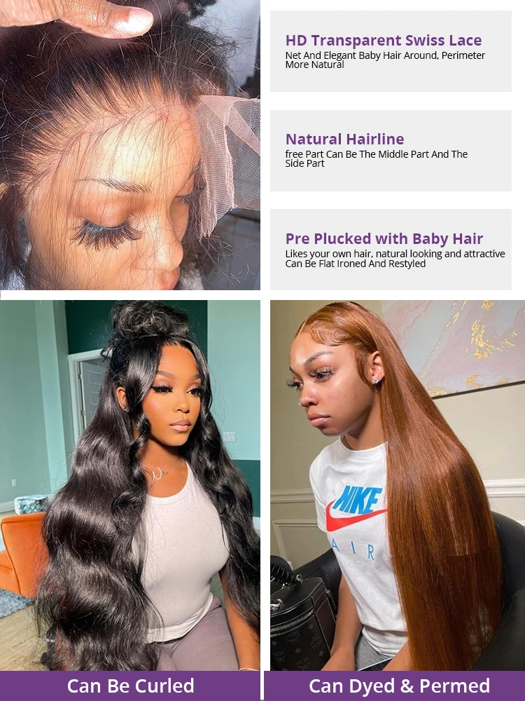 30 40inch 360 Lace Frontal Wig Pre Plucked Wig Brazilian Straight 13x4 Lace Front Human Hair Wigs For Women Closure Wigs