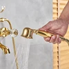 Telephone Style Golden Waterfall Bathtub Faucet Bathroom Brass Bath Faucets Waterfall Rotatb Spout Hot&Cold water Shower tap set 3