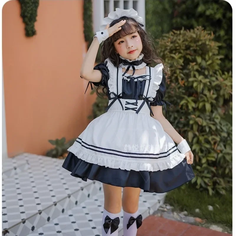 Girls Alice Maud Mary Lolita Maid Suit Children's Blue Dress Stage Performance Theme Party School Performance Costumes