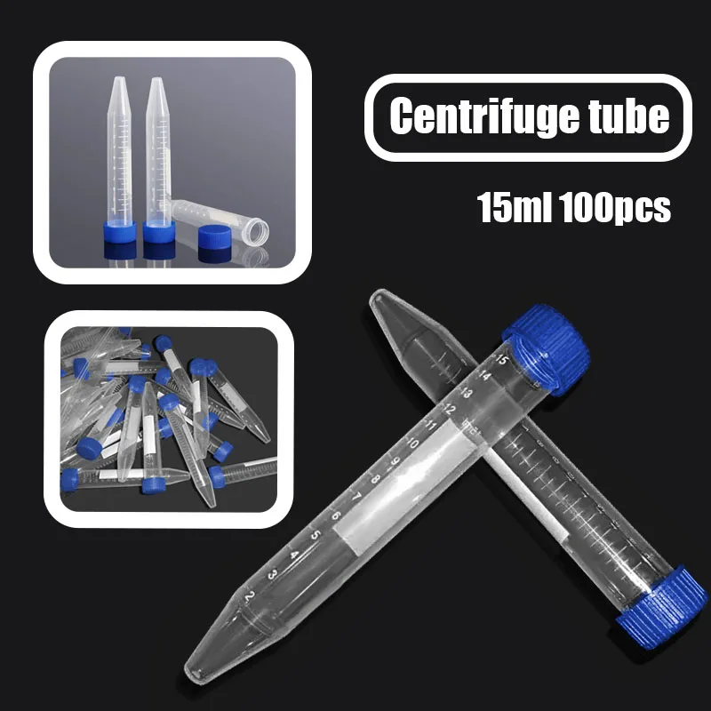 Scientific Conical Centrifuge Tubes 15ML 100PCS Plastic Test Tube Screw Caps 15ML Sterile Test Tubes Lids