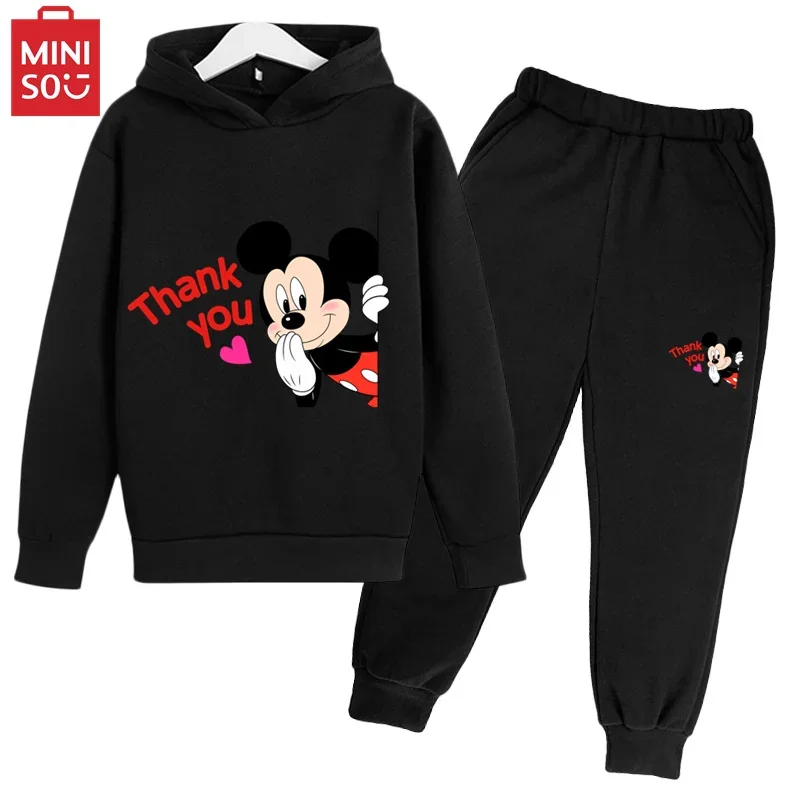 

Cartoon Hoodie Girl Boy Children's Fashion Sports Set Long sleeved Pants Two piece Set Spring Disney Set