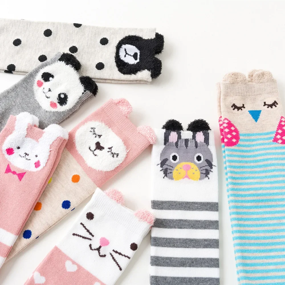 Spring Autumn Knee High Long Children Socks Leggings 2023 New Cute Korean 3D Cartoon Ears Stockings for Girls Boys Accessories