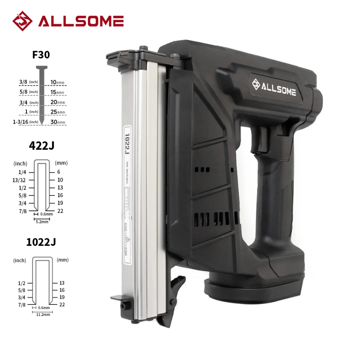 Allsome 21V Cordless Electric Nail Gun Woodworking F30/422 Nailer Stapler Home Portable Framing Nailer For Makita Battery air powered framing cordless nail gun pneumatic compressor nailer