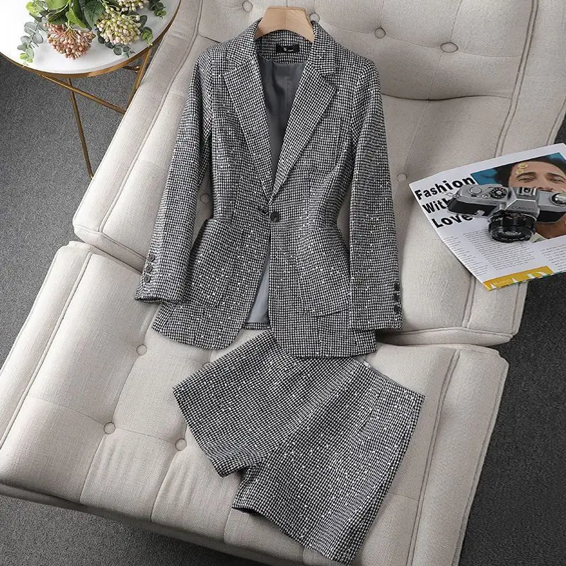 WomensCasualSuitJacketShortTwopieceSet2023SpringAutumnNew