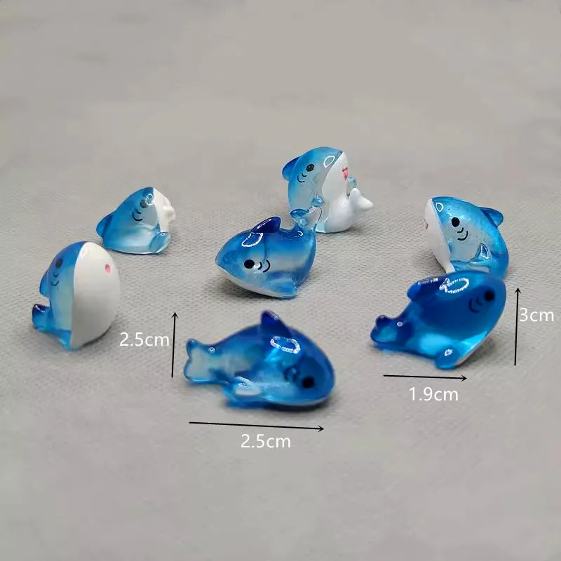 10 szt. Urocze figurki rekina z żywicy czarodziejski Ocean zobacz miniaturowe ogrodowe rzemiosło ozdobne DIY mikro dekoracja domowa przedstawiająca krajobraz