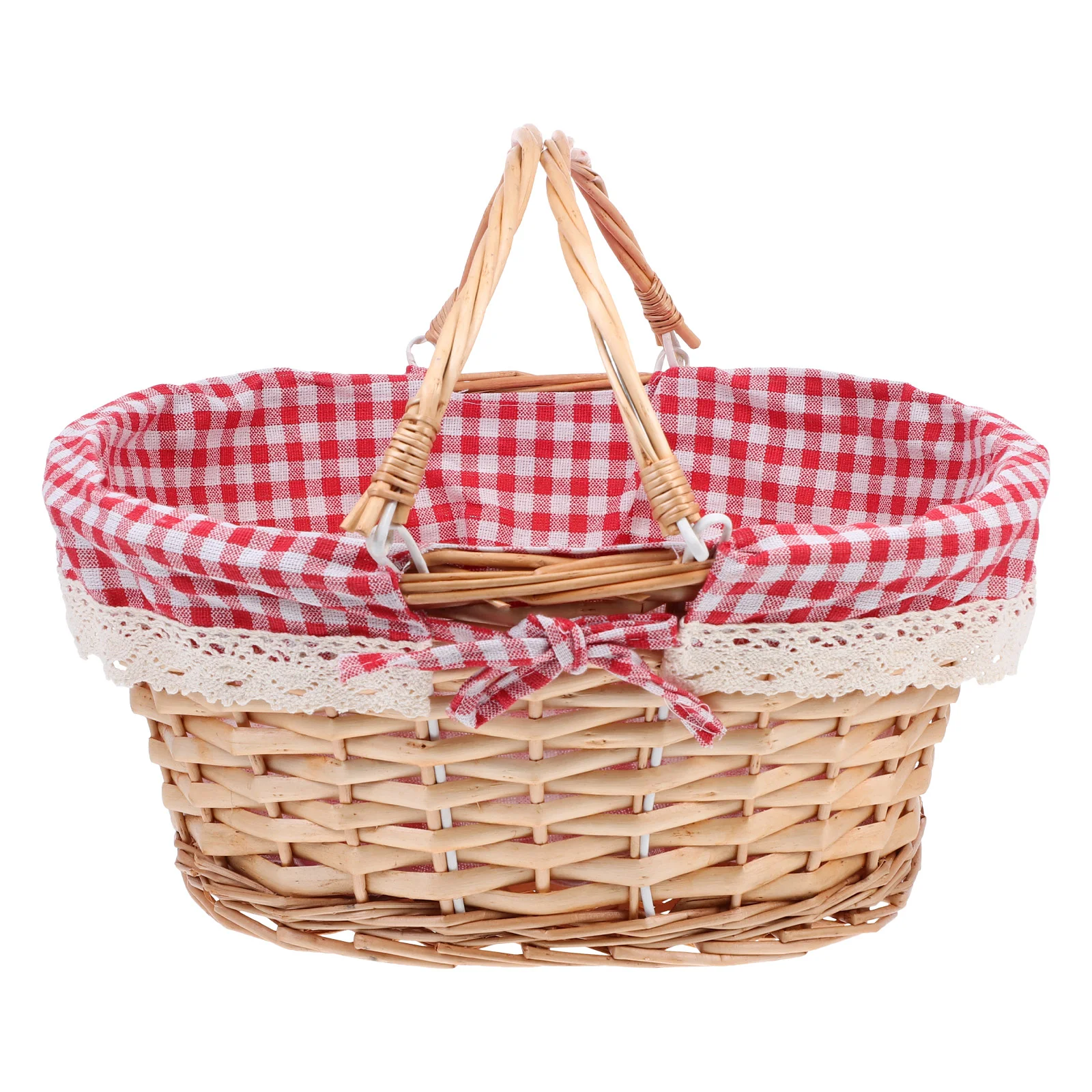 

Stobaza Home Decor Picnic Basket Woven Wicker Picnic Basket Liner Natural Country Vintage Picnic Basket Handle Picnic