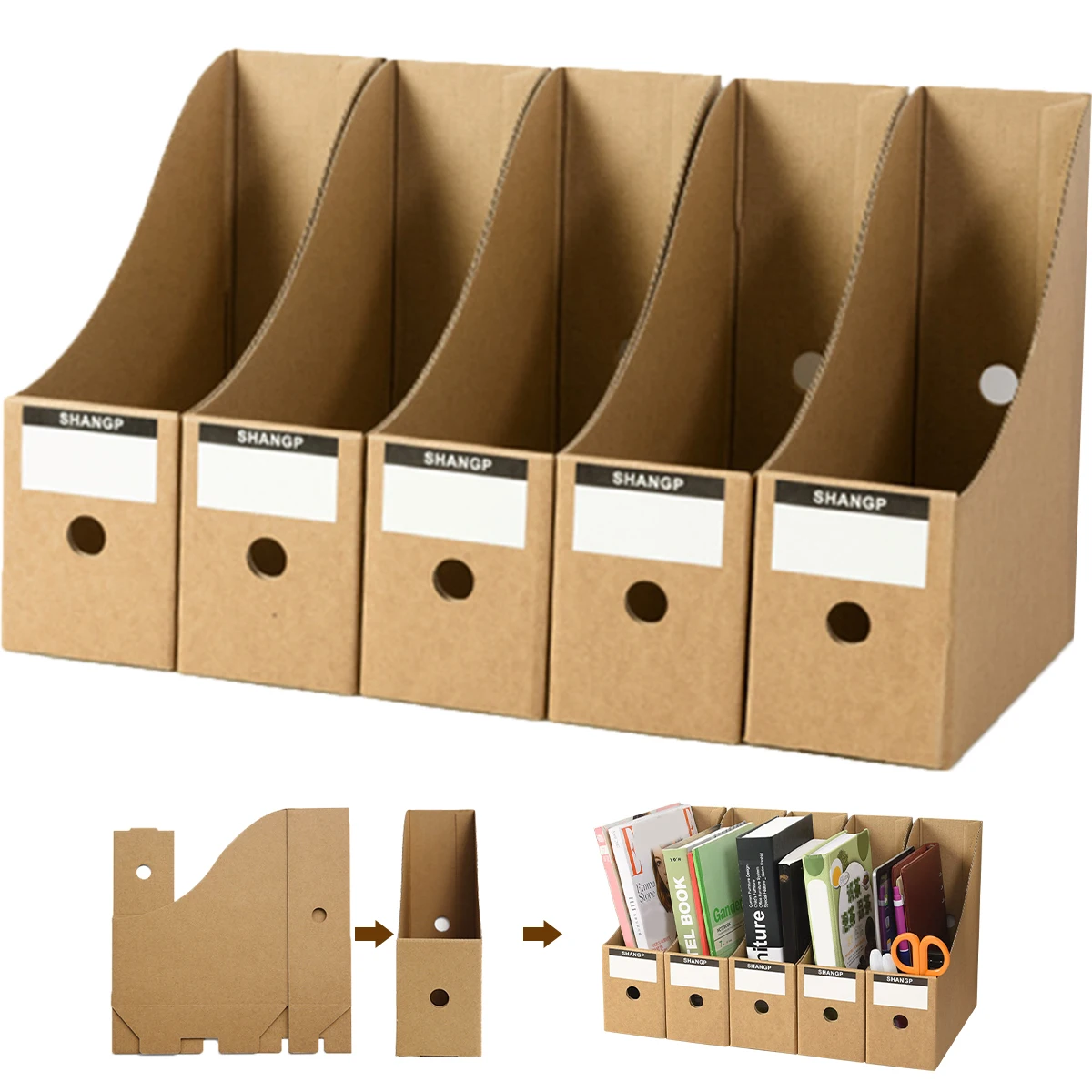 5/10Pcs Magazine File Holder Desk Storage Organizer Foldable Office Desk File Organizer Bookshelf 27x26x9cm Desktop Accessories