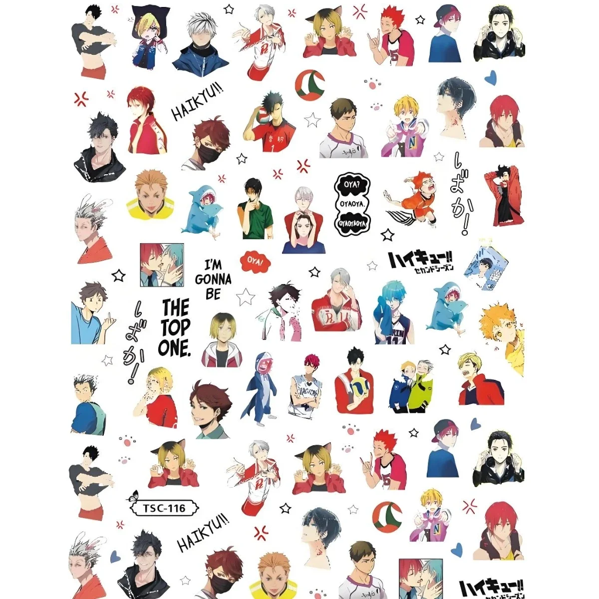 TSC-116 Anime 3d nail art sticker stamp decal nail slider decor Haikyuu!! Hinata Shoyo Tobio Kageyama