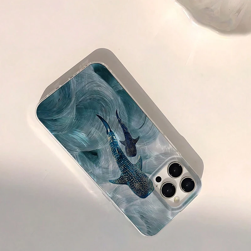 Ocean Shark Design Silicone Phone Case - Enhanced Protective Cover