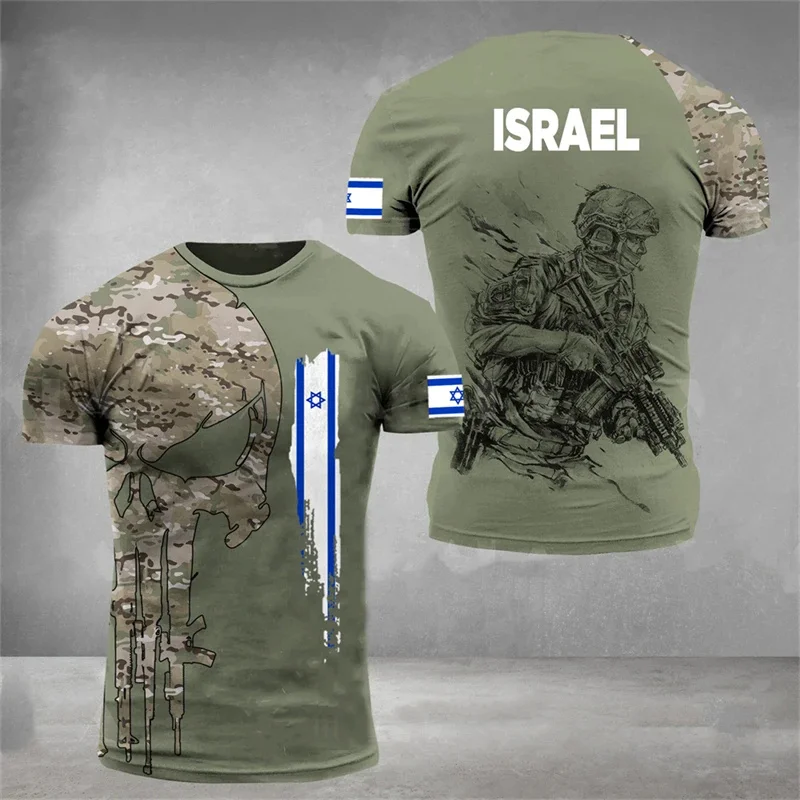 

Israel National Flag T Shirt For Men Army Veteran Tactical Tops Military Camo 3d Printed Israeli T-shirt Soldiers Forest Tees