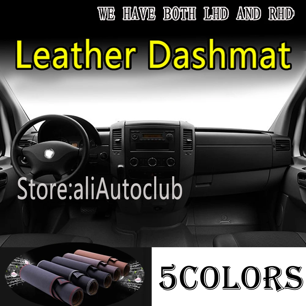 PU Leather Dashmat Suede Dashboard Cover Pad Dash Mat Carpet Accessories  For Mercedes-Benz Sprinter 1500 2500 3500 Van 2003-2017