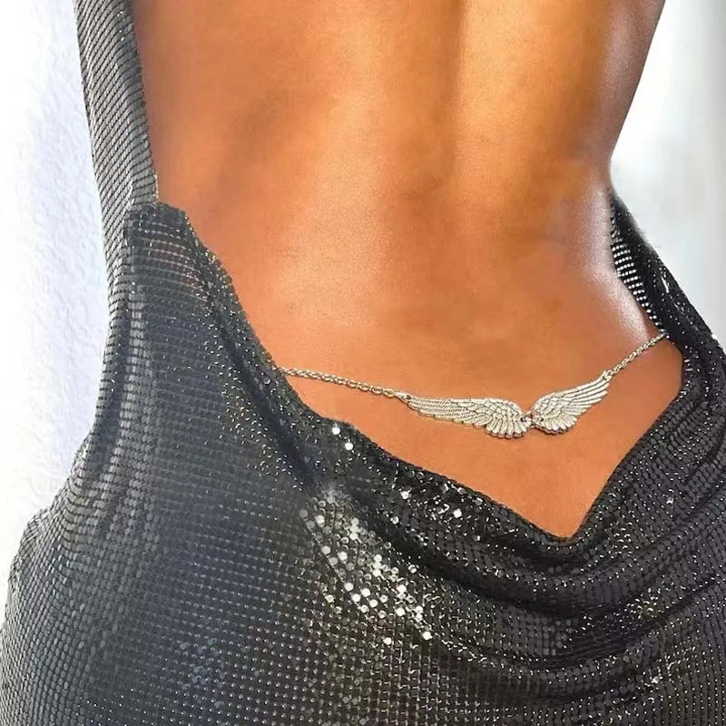 Sexy Metal Wings Waist Chains Trendy Gold Color Double