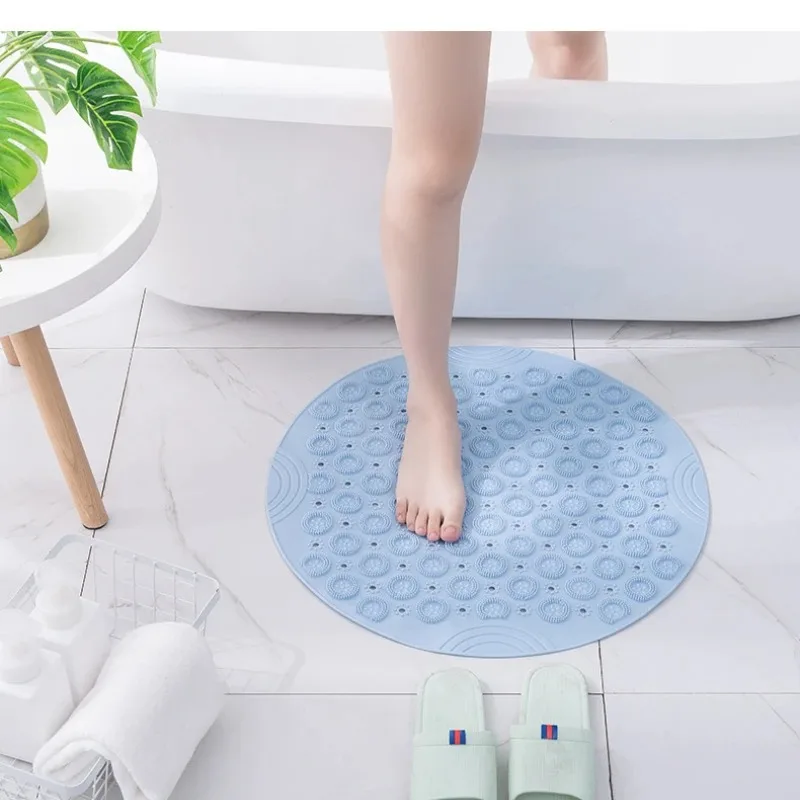 Bathroom Shower Pad,Suction Cup Circular Bathroom Pad,Shower Blanket with Drainage Hole,Foot Massage Pad,Bathtub Soft Shower Pad