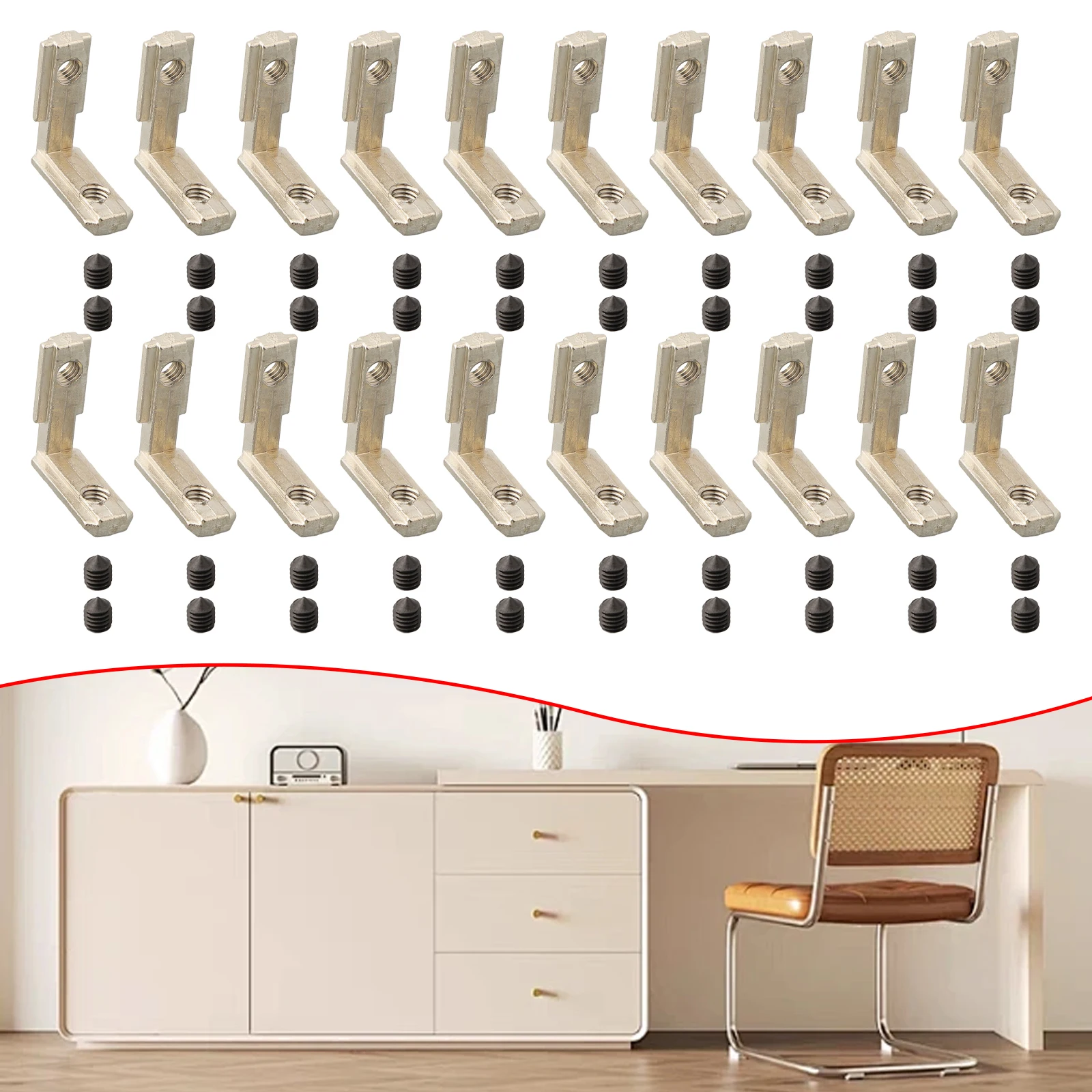 Reinforce Rectangular Aluminum Profiles For European Standard Slot Corner Rack T Joint Brackets Silver 20pcs 25x25x9mm EU 2020