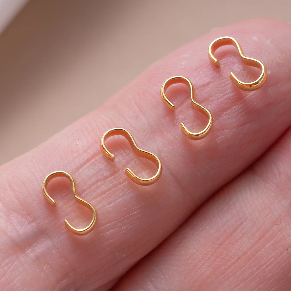 50 Stück 18K Kupferbeschichtete Messing Echtgoldene Dicke Silberne Offene 3-Charakter-Schnalle, DIY Armband Schmuckherstellung Zubehör – Detail 2