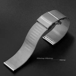 Elegant Stainless Steel Mesh Milanese Loop Watch Band with Folding Buckle and Quick Release Strap - 22mm (0.6mm steel)