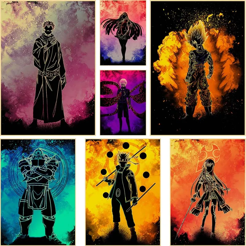 

Classic Anime Figure Kraft Paper Posters Wall Art Stickers for Retro Living Room Children's Bedroom Decoration Paintings Present