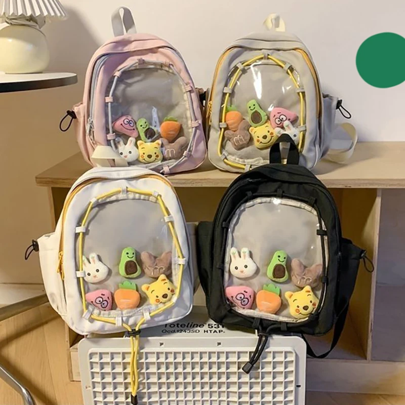 

Richme Kawaii Women Backpacks Casual Daily Nylon Small Capacity Mochilas Para Mujer Transparent Doll Display School Bag Female