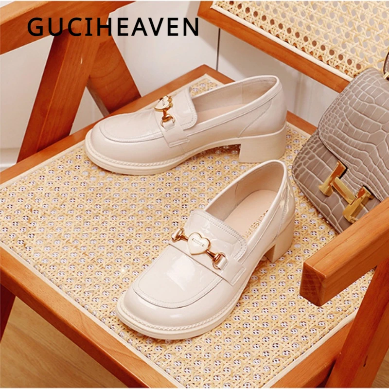 

Guciheaven 2023 Spring and autumn high quality women's loafers British fashion leather shoes black soft leather work shoes