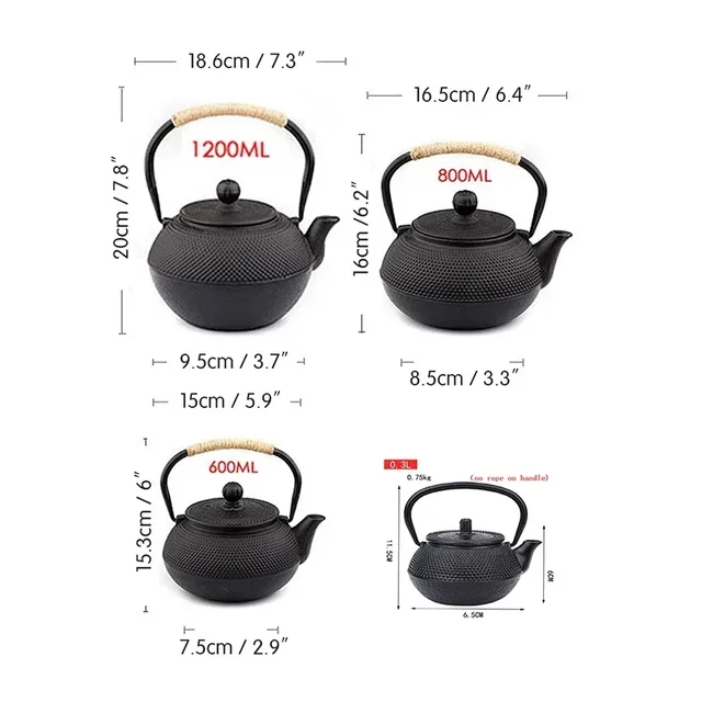 300/900/1200ml Cast Iron Teapot Kitchen Teaware Japanese Tea Kettle for