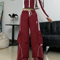 Southeast Asian American High Street Color Block Street Dance Straight Leg Wide Leg Pants Women's Vintage Floor Length Hip Hop W