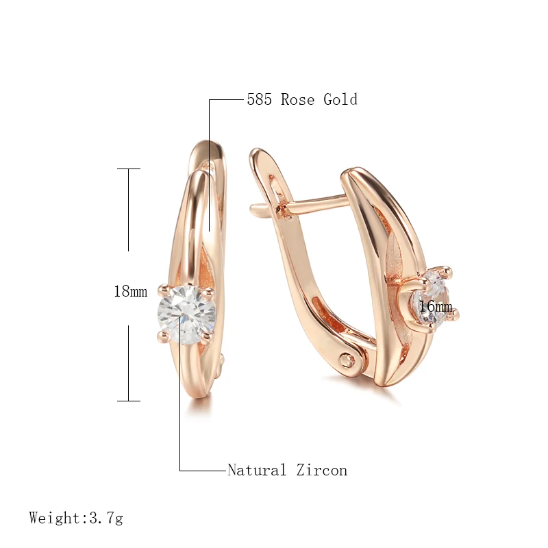 Kinel Hot Classic Drop Earrings 585 Rose Gold Color White Natural Zircon Simple Korean Earrings For Women Daily Fine Jewelry