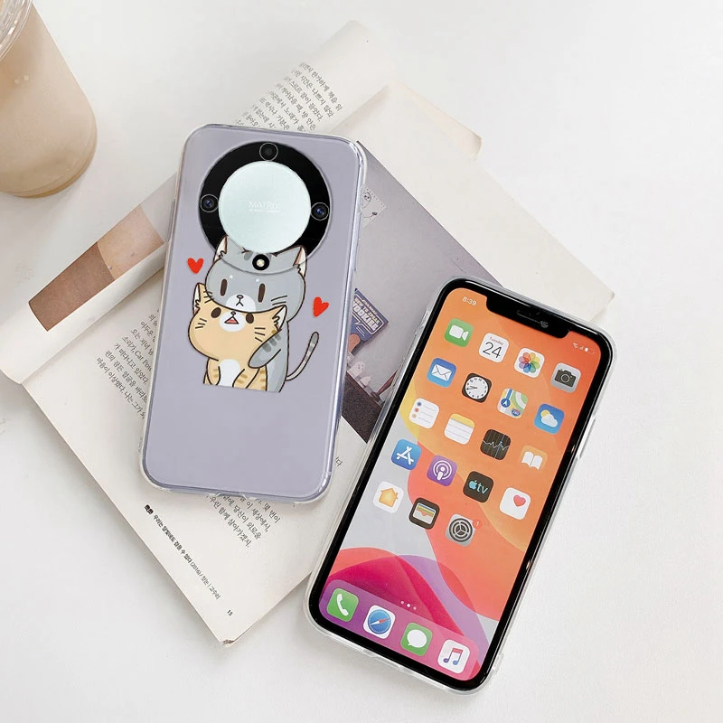 Cute Cat Transparent Shockproof TPU Bumper Case - Soft Protective Cover