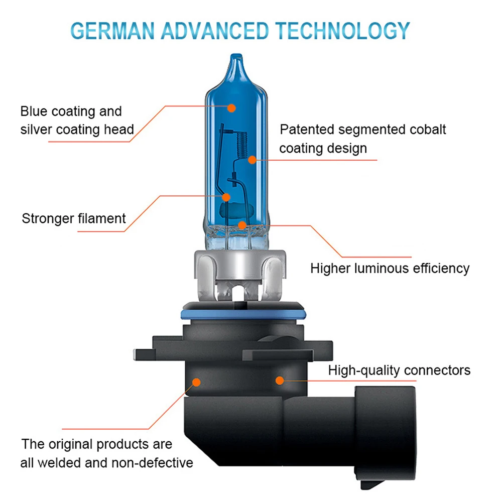 Halogen Headlight Bulb OSRAM H7 H4 H1 H11 HB3 9005 HB4 9006 COOL BLUE Hyper White Light Car Light Hi/Lo Beam 12V 55W 5300K (Pair)