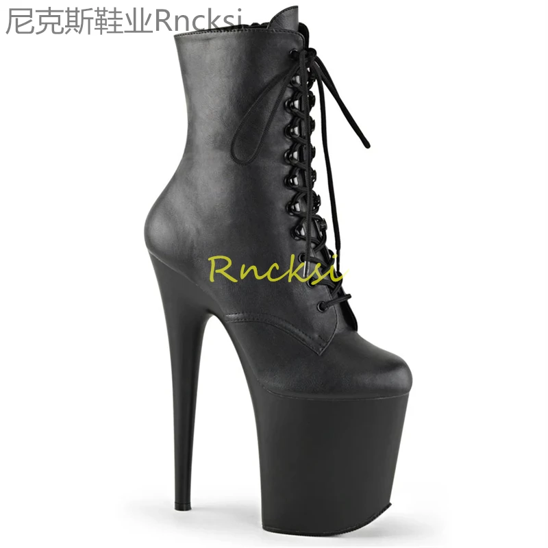 

20cm hate sky high pole dancing with ultra-high heels before performance shoes model catwalk shoes thin heel round boots