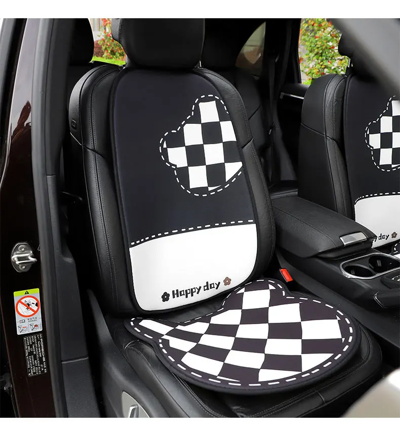 1pc Cute Cartoon Front Row Ice Silk Breathable Anti-slip Padded Bear Car  Seat Cushion