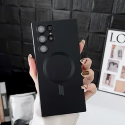 Premium Magnetic Wireless Charging Phone Case with Luxury Bumper Cover for Samsung S22Ultra (Black)