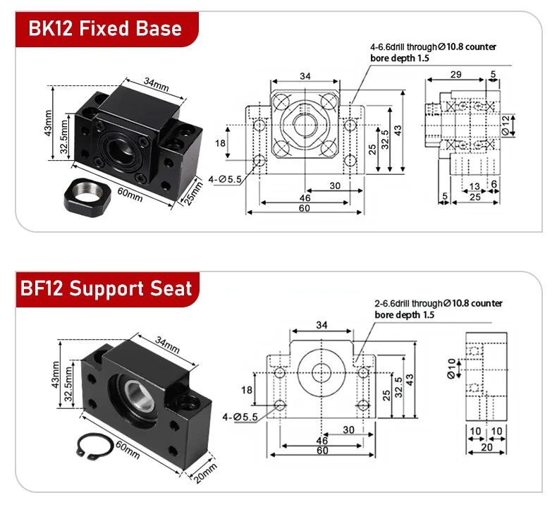 SFU1604/1605/1610 Kugelumlaufspindel gerollt C7 mit bearbeitetem Ende 150–1150 mm + DSG16H-Gehäuse + BKBF/EKEF/FKFF12-Endhalterung + Kupplung D25L30 – Detail 9