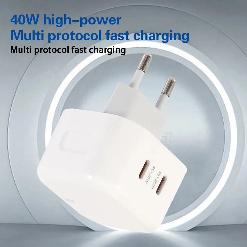 40W Dual USB-C Fast Wall Charger with Type C Plug