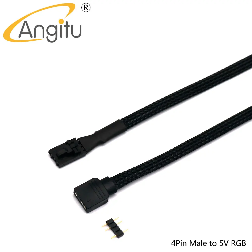 ARGB Adapter, cabo de mangas, 3Pin, 4Pin, 5V, 3Pin, RGB LED Cable, 50cm