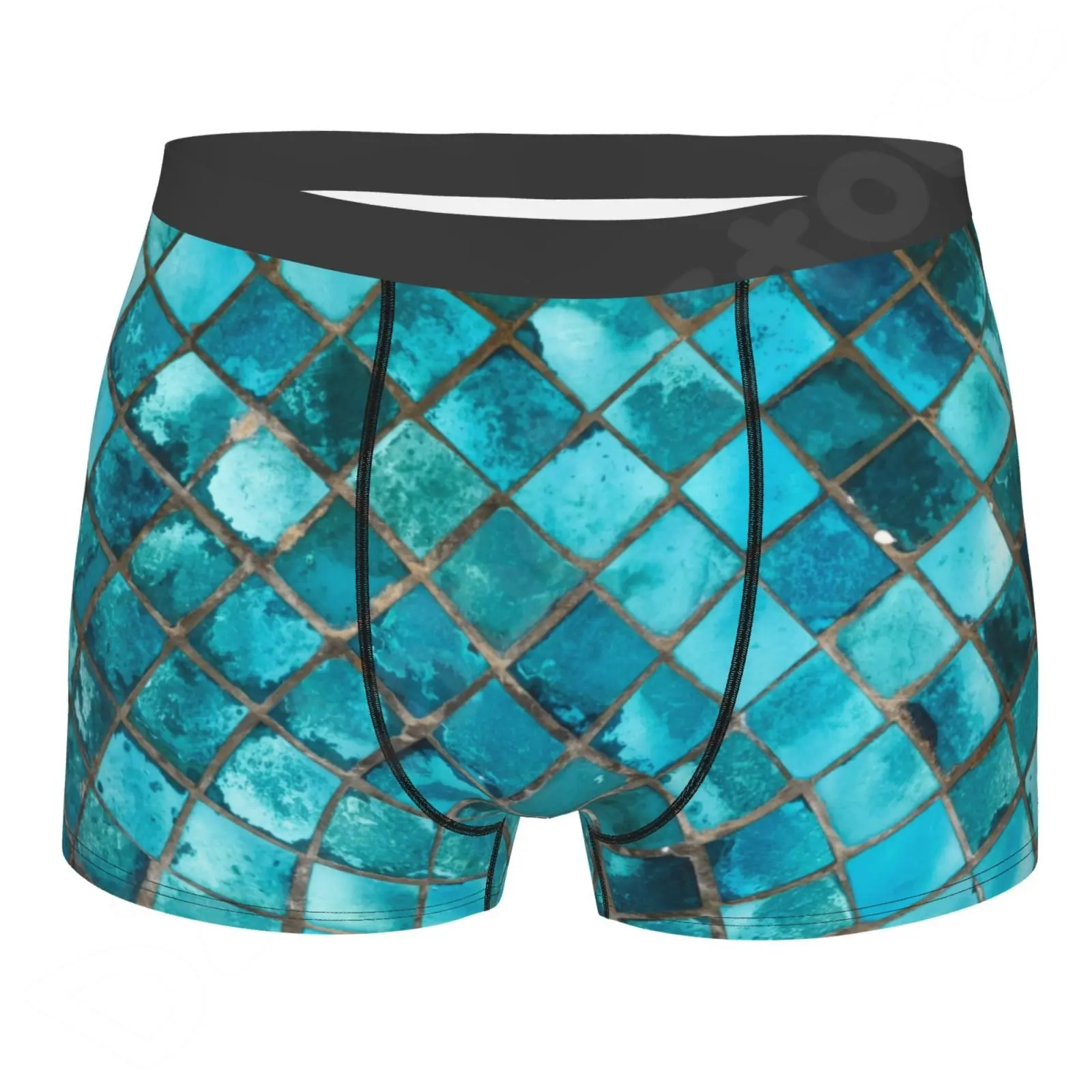 

Turquoise Blue Print Men Underwear Male Sexy Boxershorts Comfortable Breathable Mens Panties ropa interior sexy de hombre