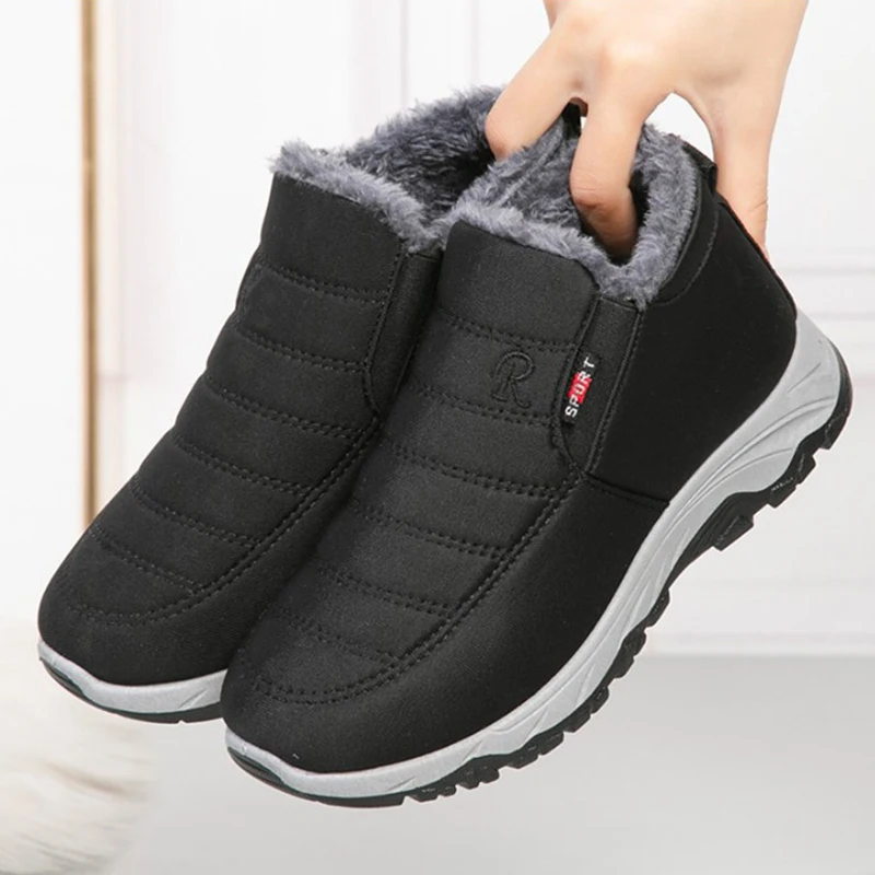 Waterproof Winter Boots for ​Men's  2025 New Plush Snow Boots ​Men's Ankle Boots Warm Black Couple Cotton Couples Platform Shoes - 2