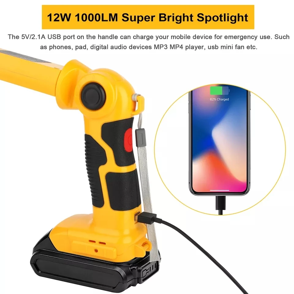 Led Light For Dewalt 18V Li-ion Battery Portable Spotlight Outdoor Work Fishing