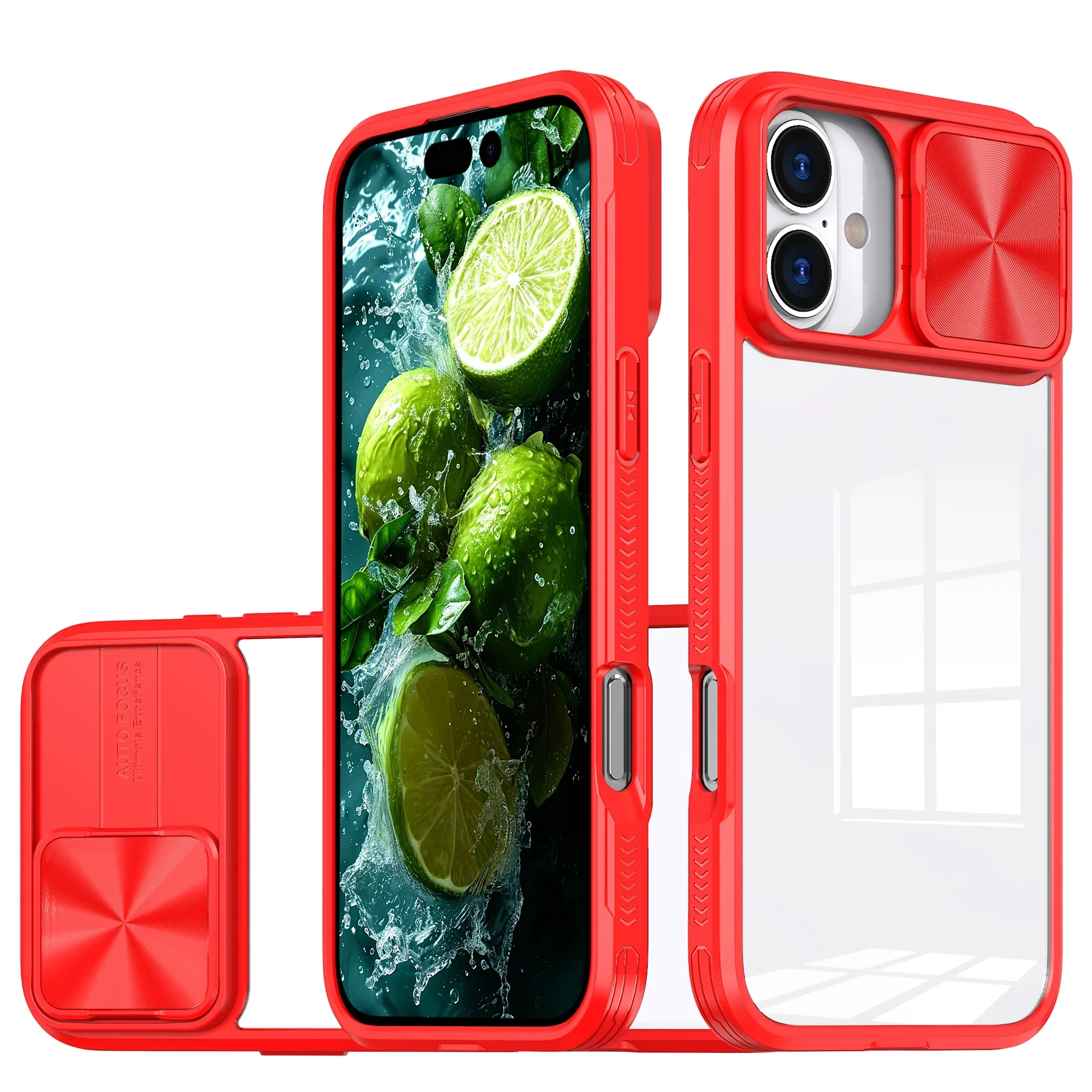 Heavy Duty Armor Slide Camera Protection Phone Case with Acrylic Transparent HD Back Cover